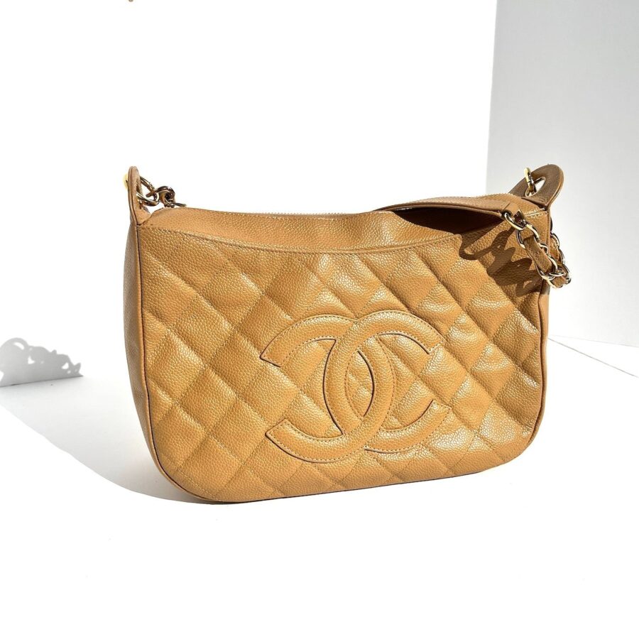 CHANEL Timeless Beige Quilted Caviar Hobo Bag | Studio Nafay