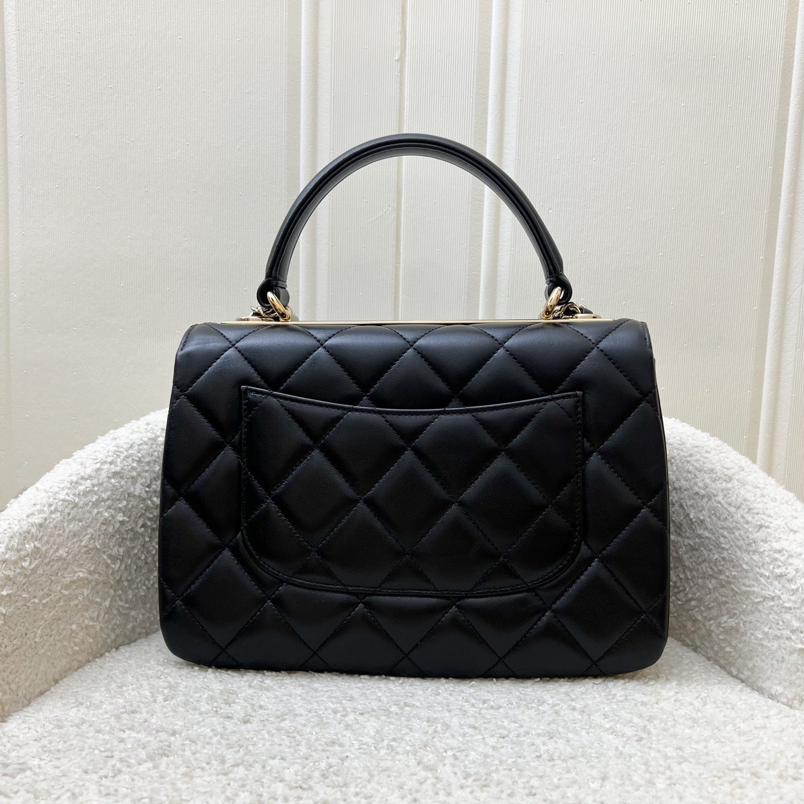 Chanel Small Trendy CC Top Handle Flap in Black Lambskin LGHW (Model: ) Handbag