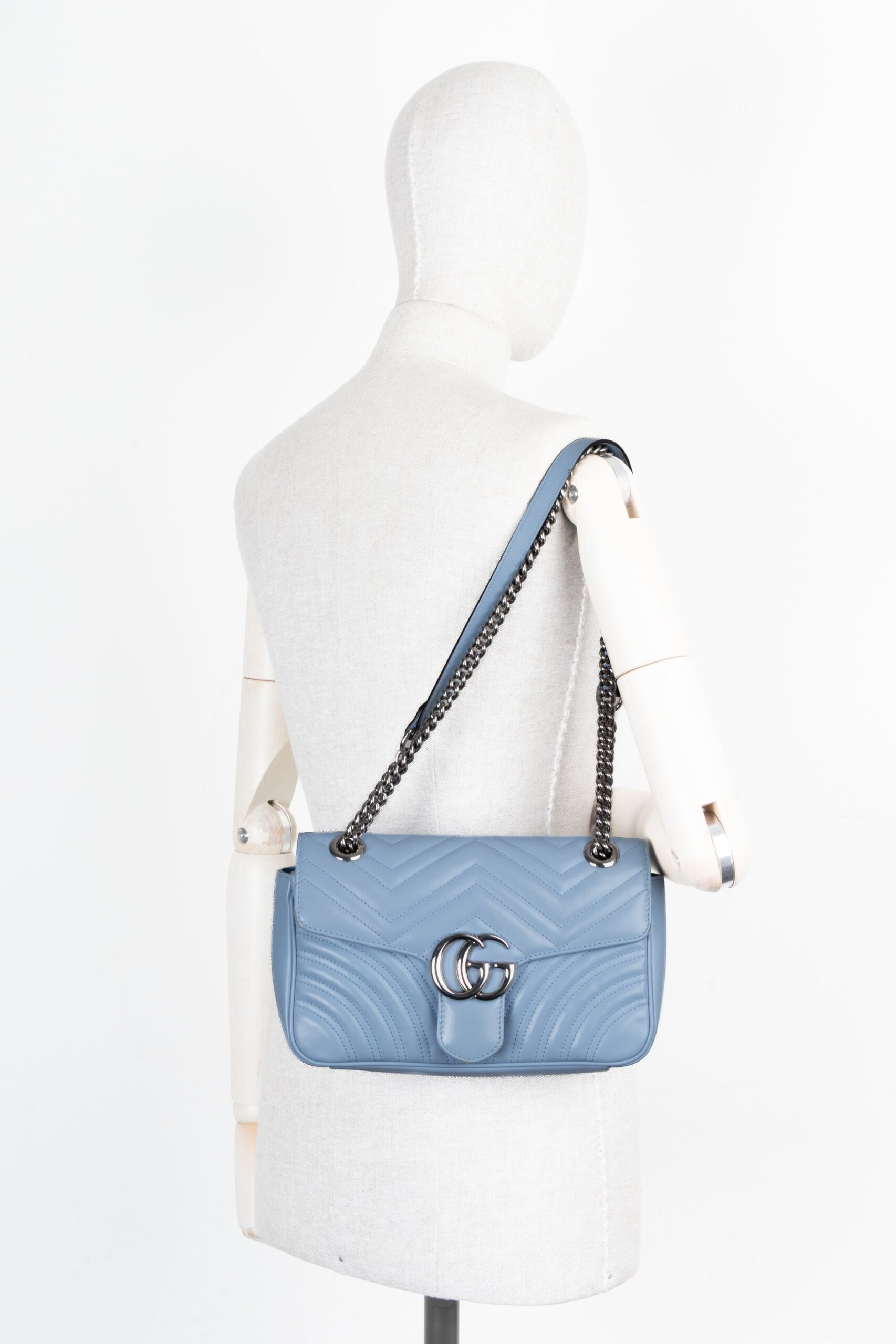 GUCCI Small Marmont Bag Leather Blue