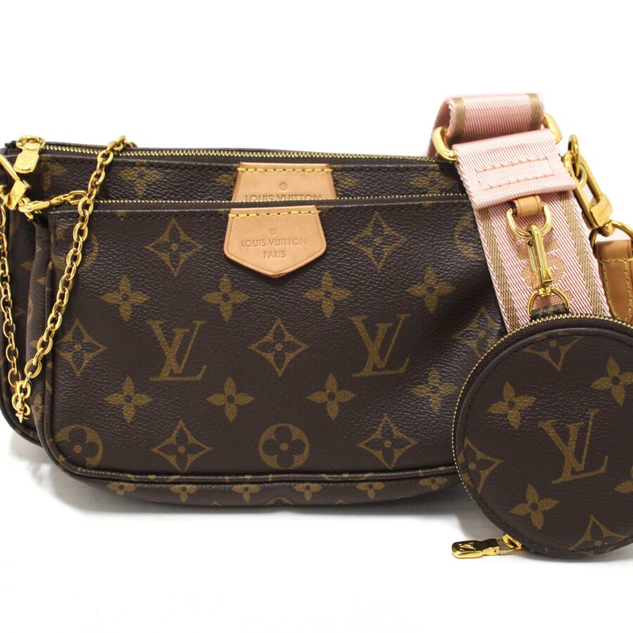Louis Vuitton Classic Monogram Khaki Pink Strap Multi-Pochette Accessoires Bag | Studio Nafay