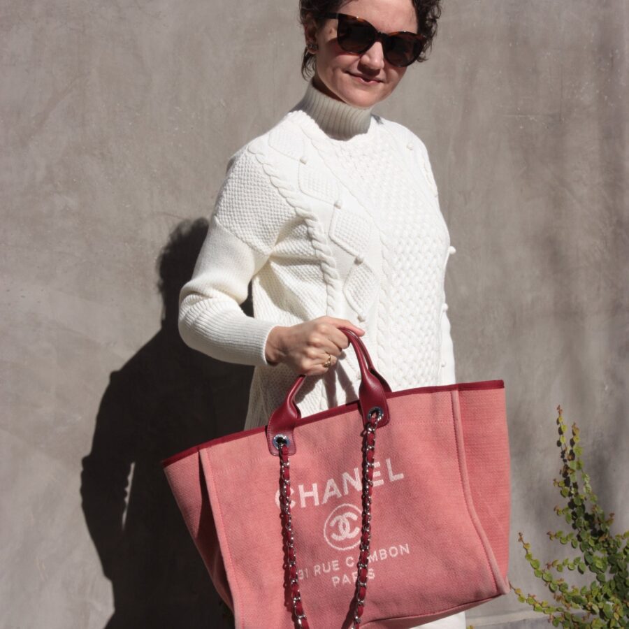 Chanel Deauville Large Red Pink Tote Bag | Studio Nafay