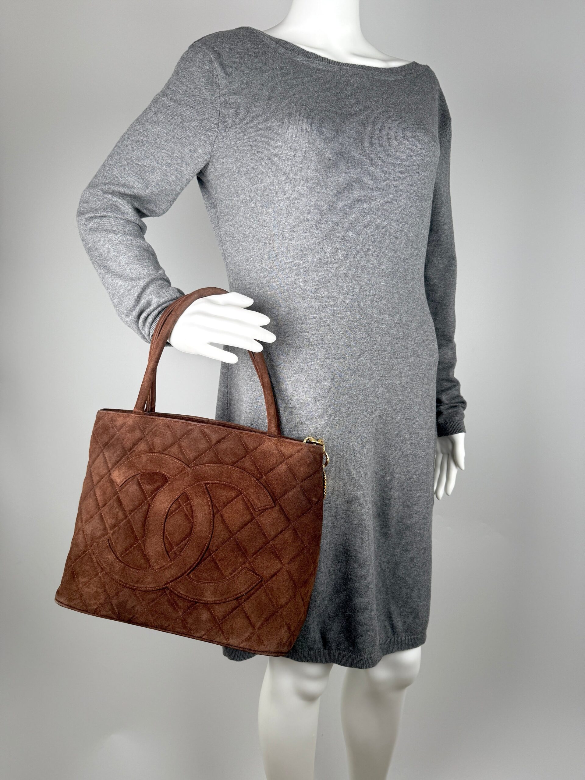 CC Timeless Medallion Borsa Uso Quotidiano Scamosciato Marrone Shopper