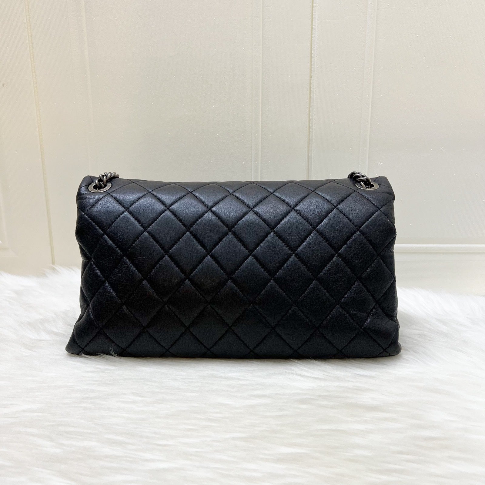 Chanel East West Quilted Flap Bag in Black Caviar and RHW