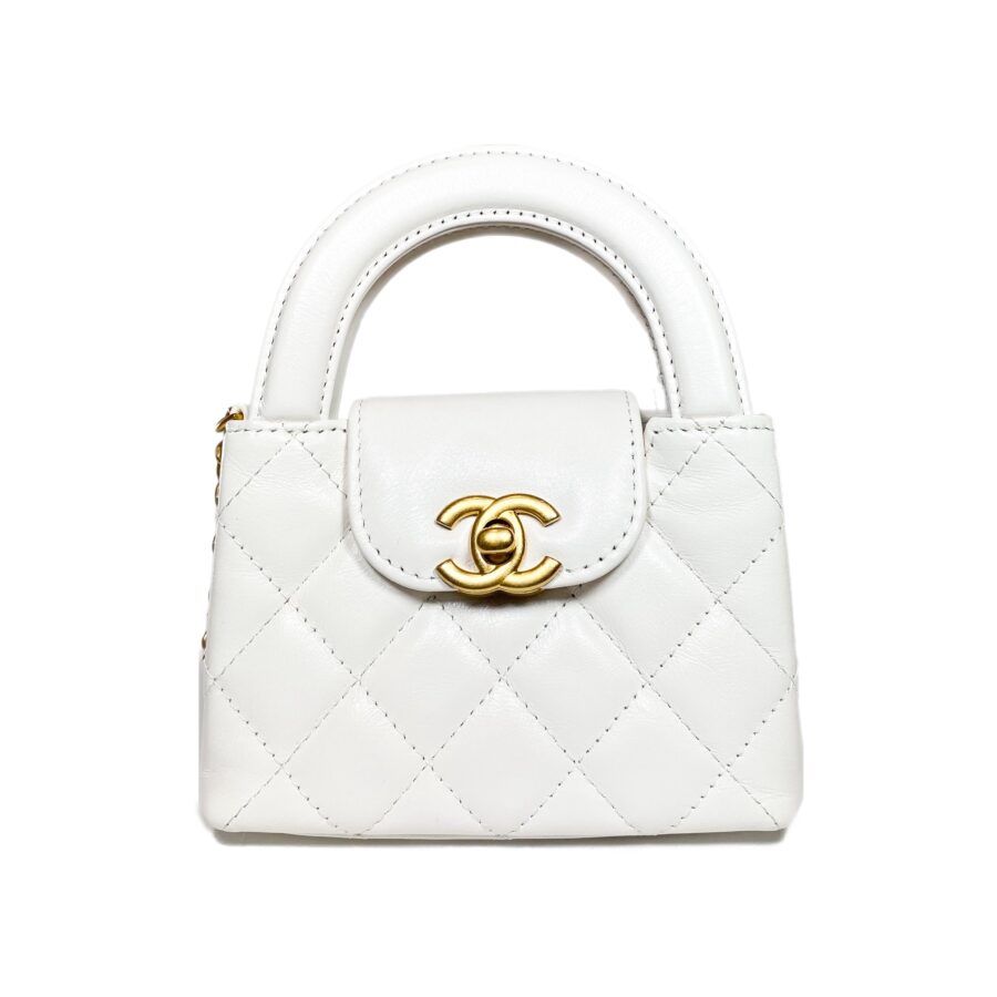 Chanel White Mini Nano Kelly Top Handle | Studio Nafay