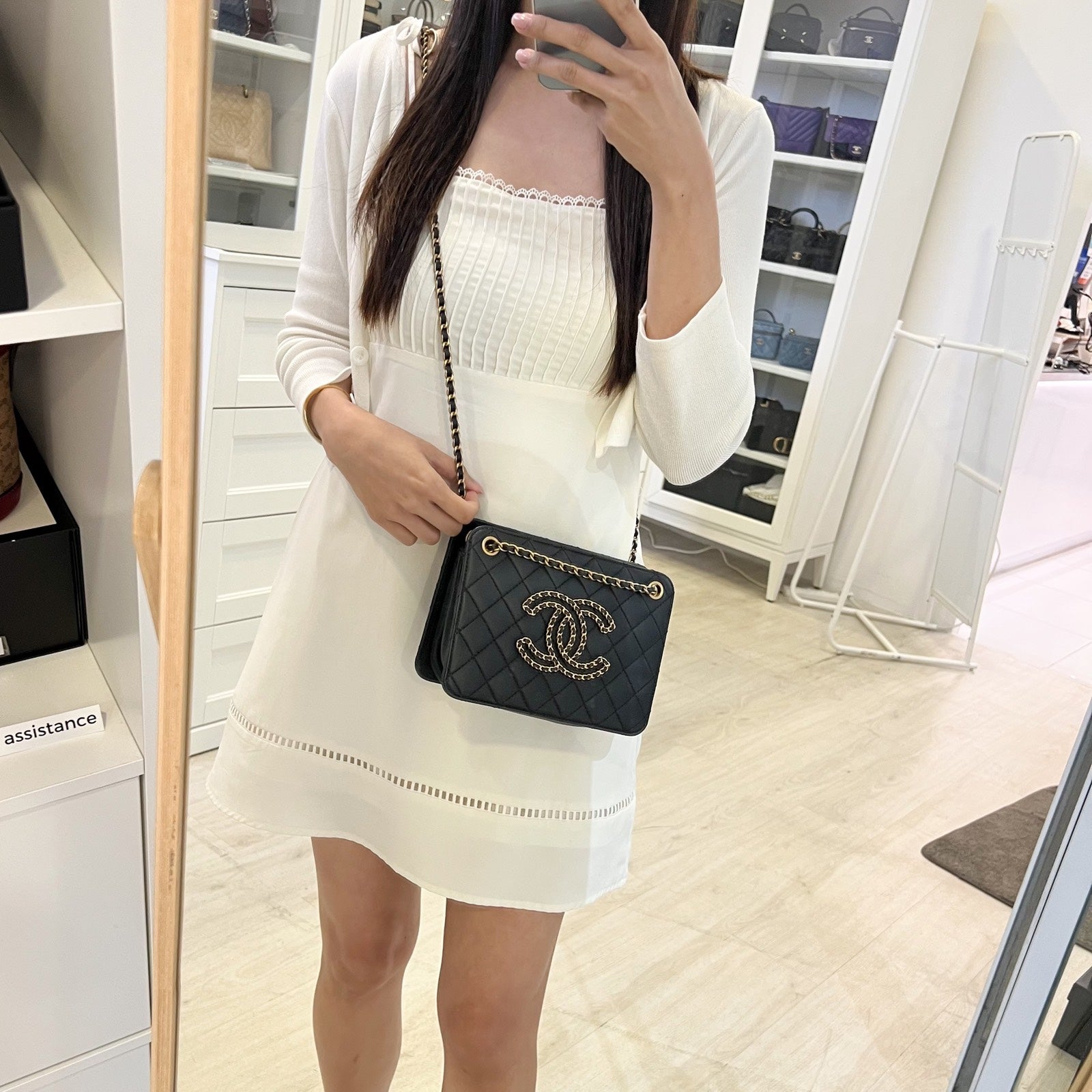 Chanel Mini Accordion Tote in Black Lambskin and AGHW (Model: )