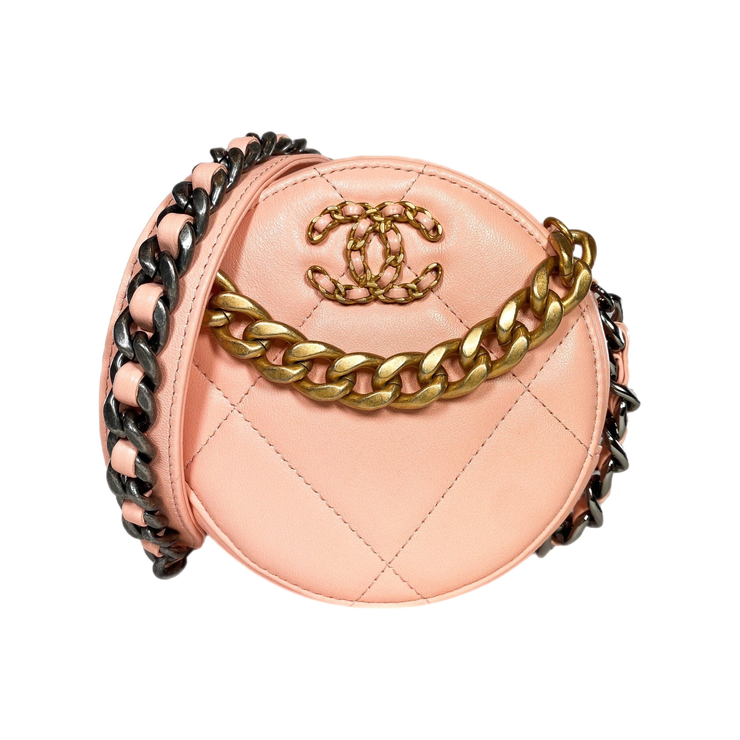 Chanel 19 Peach Round Clutch with Chain - Product Image 2