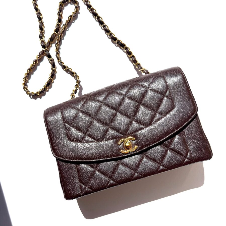 CHANEL Diana Medium Brown Caviar Quilted Leather Crossbody Flap Bag | Studio Nafay