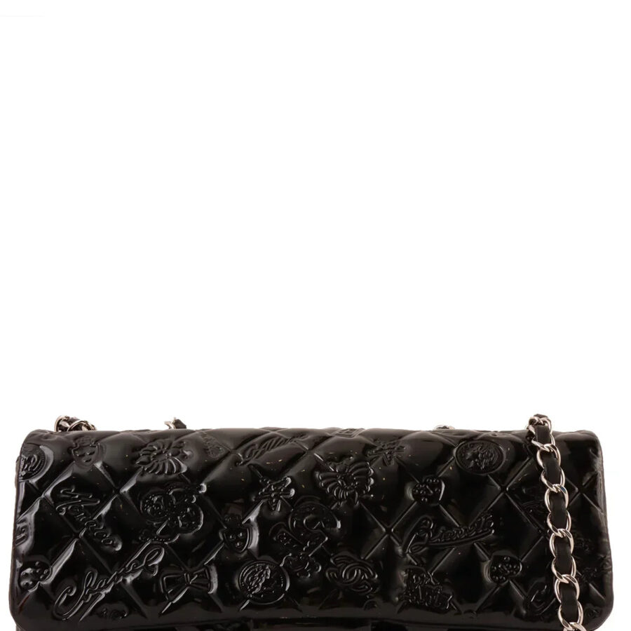 Chanel Around Made Patent Icon Embossed Turn-Lock Chain Bag Black | Studio Nafay