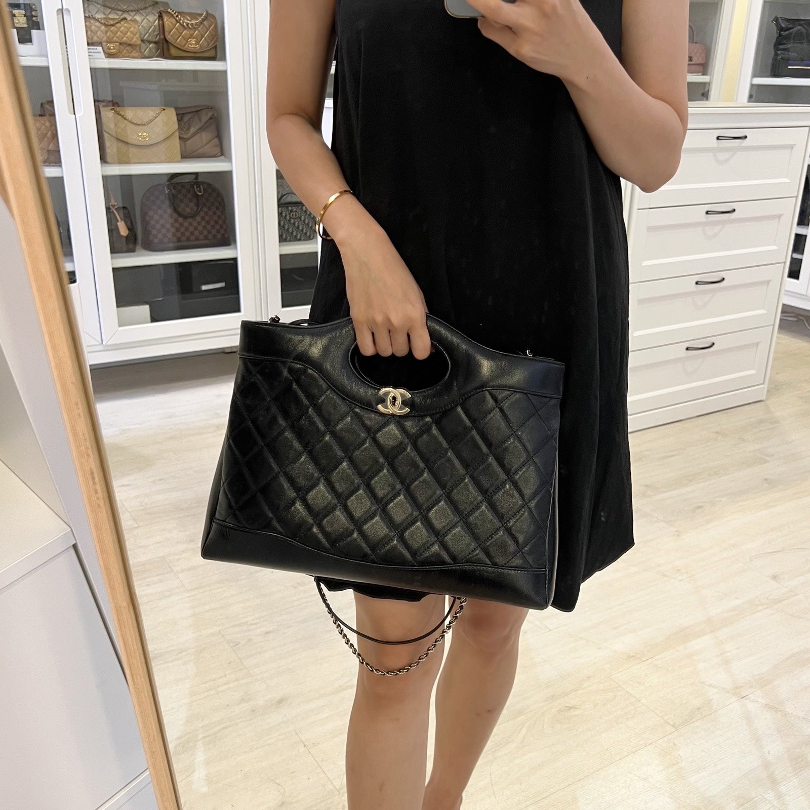Chanel 31 Medium Shopping Bag in 24S Black Shiny Calfskin and LGHW (Model: )