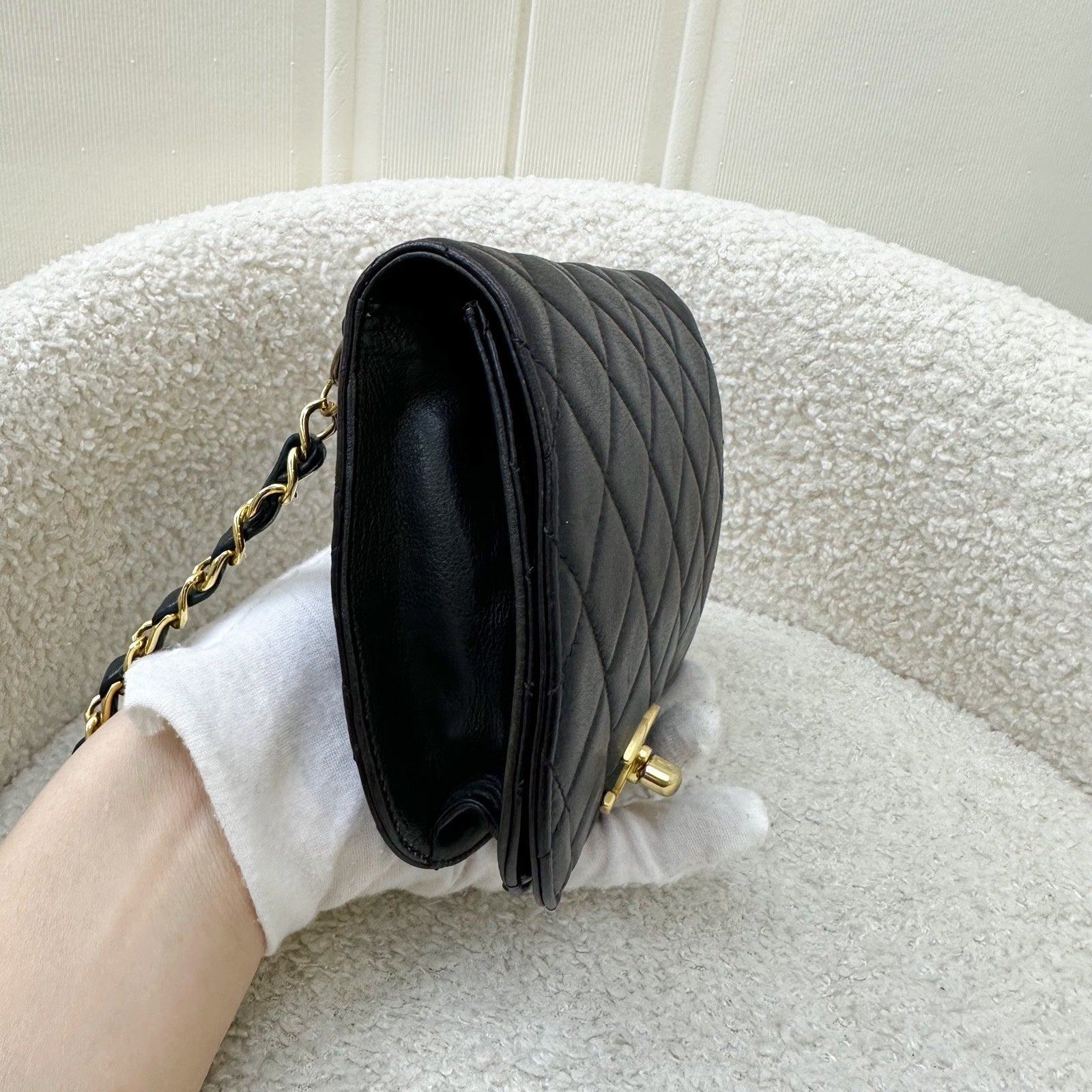Chanel Small Quilted Crossbody Bag in Black Lambskin GHW
