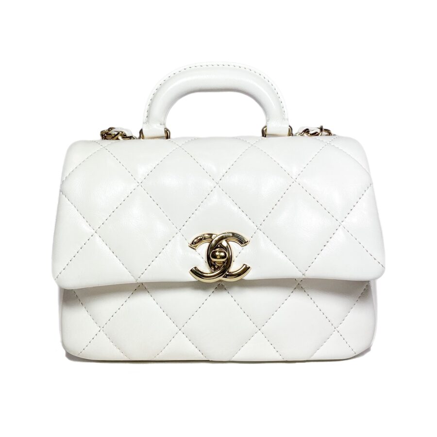 Chanel White Mini Square Top Handle | Studio Nafay