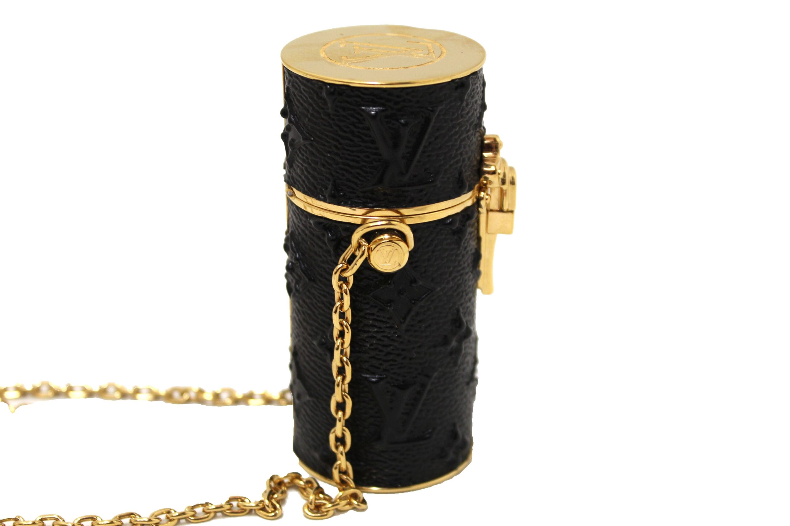 Louis Vuitton Embossed Monogram Midnight Canvas Lipstick Case on Chain