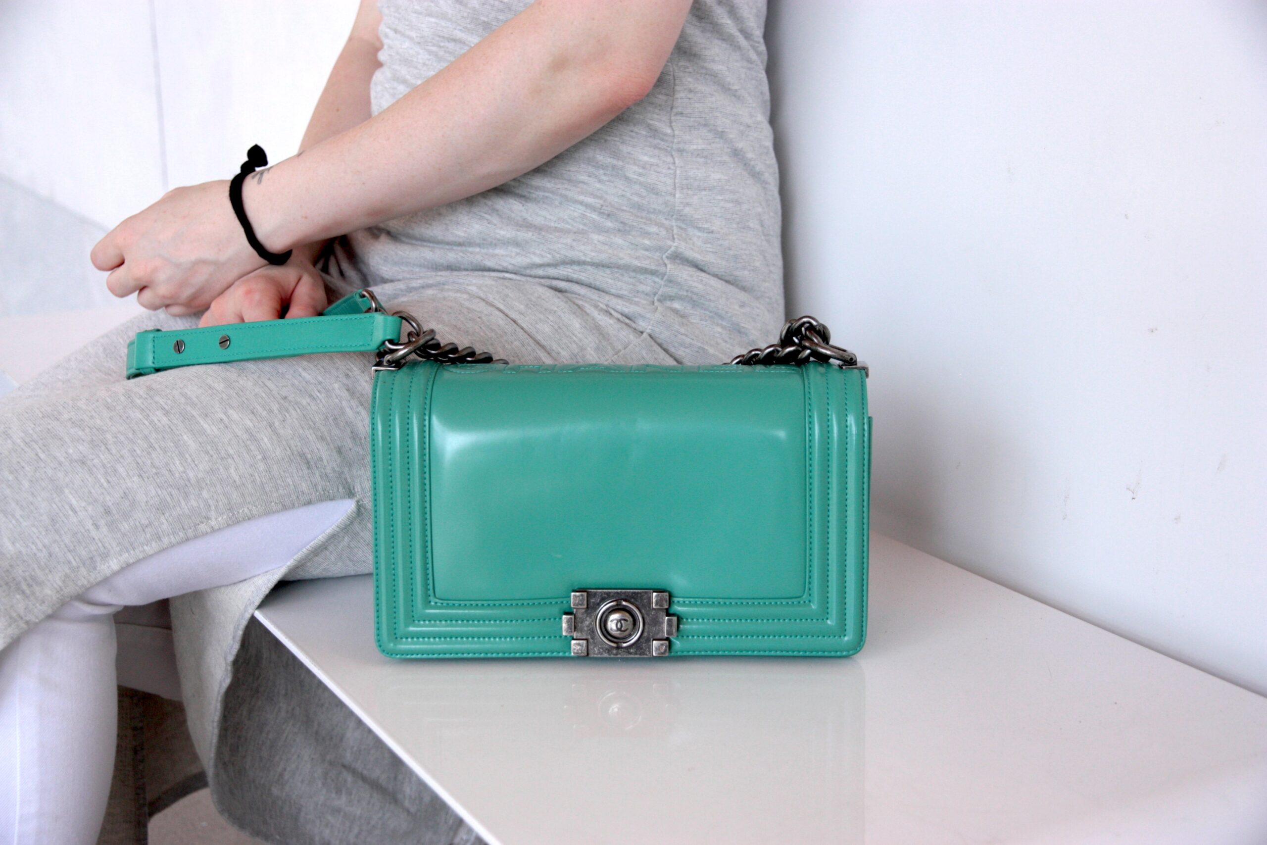 Chanel Medium Boy Green Bag