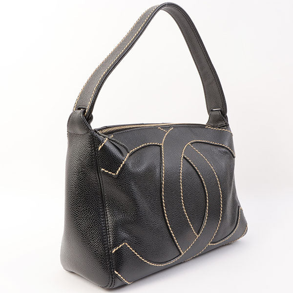Chanel Around Made Caviar Skin Wild Stitch Cc Mark Shoulder Bag Black