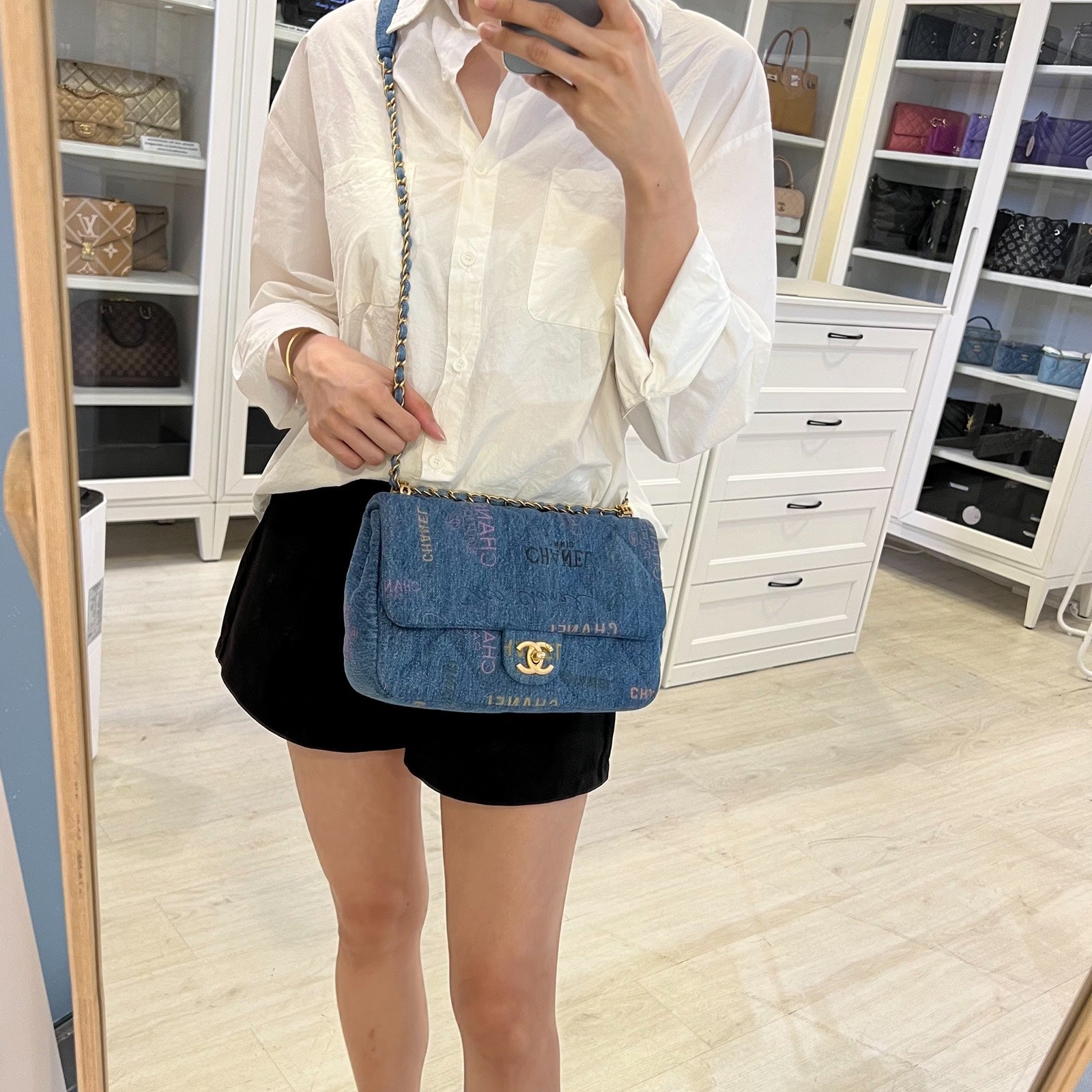 Chanel 22P Mood Medium Flap Bag in Blue Printed and AGHW