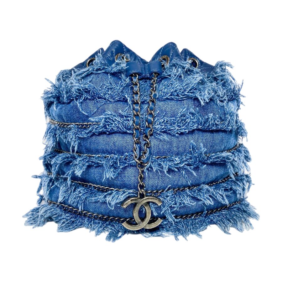 Chanel Bucket Leather Blue Handbag | Studio Nafay