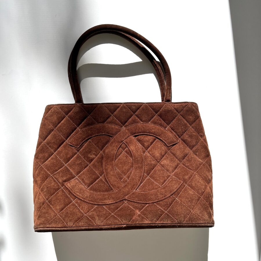 Chanel Timeless CC Medallion Suede Brown Tote | Studio Nafay
