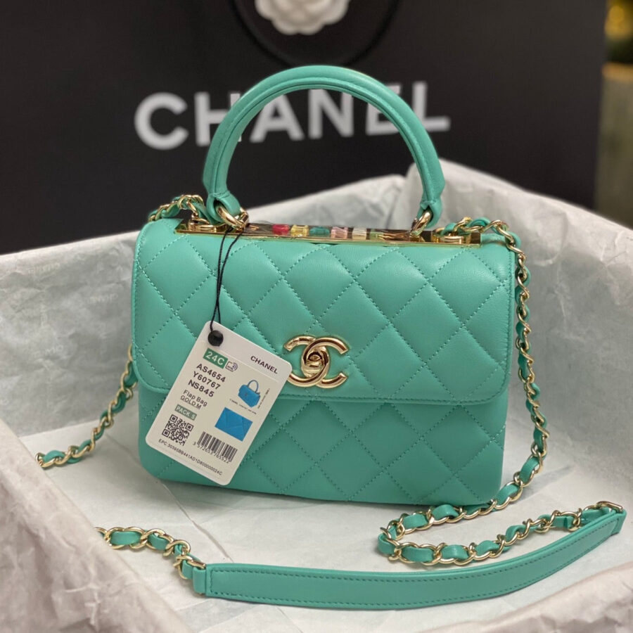 CC TRENDY 20CM LIGHT BLUE LAMBSKIN GOLD HARDWARE | Studio Nafay
