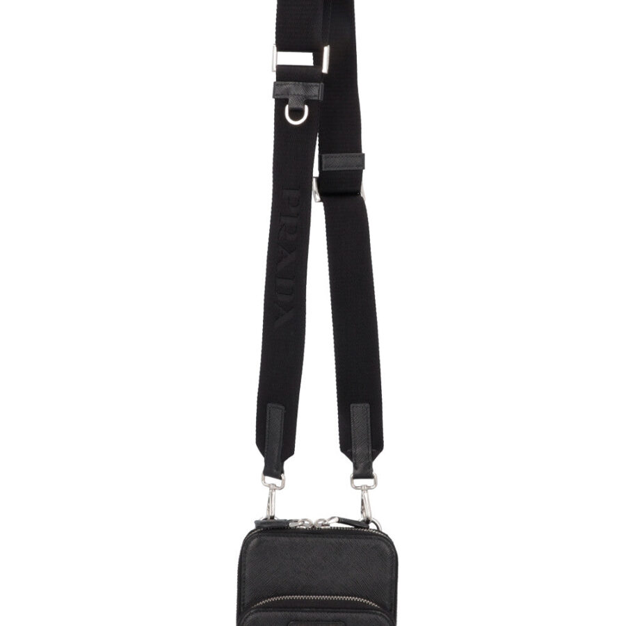 PRADA Smartphone Crossbody Bag Saffiano Black | Studio Nafay