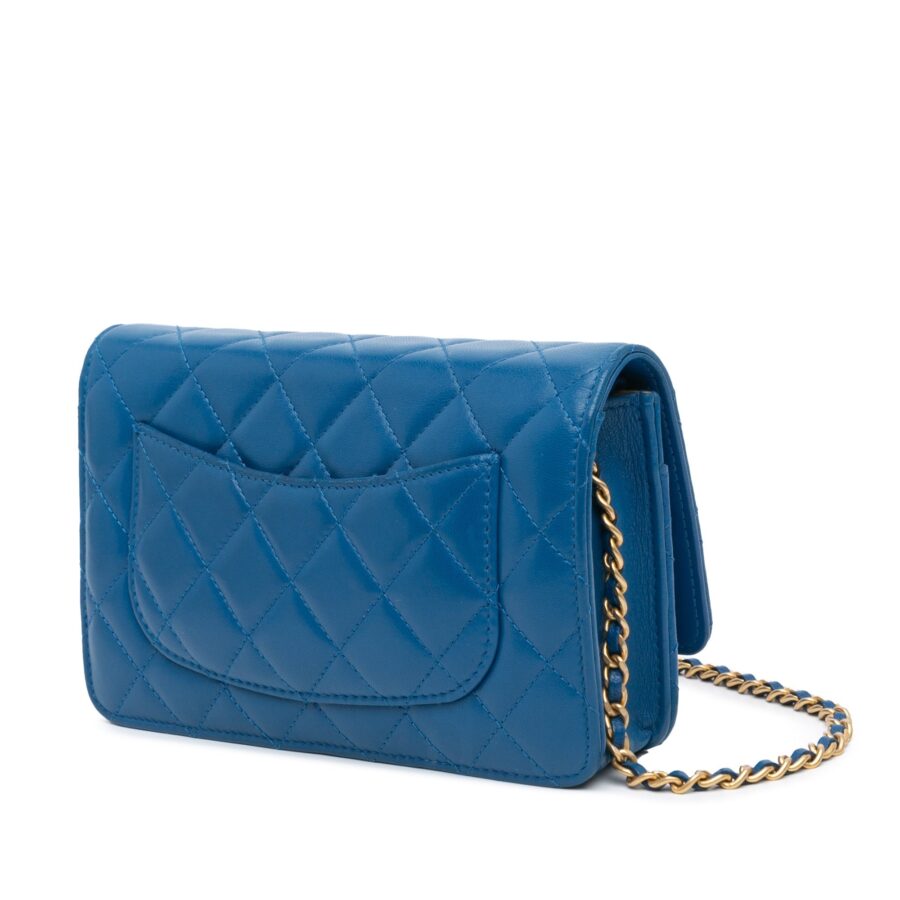 Blue Chanel Lambskin Pearl Crush Wallet On Chain Crossbody Bag | Studio Nafay