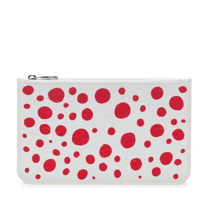 White Louis Vuitton x Yayoi Kusama Monogram Infinity Dots Neverfull Pochette Clutch Bag | Studio Nafay