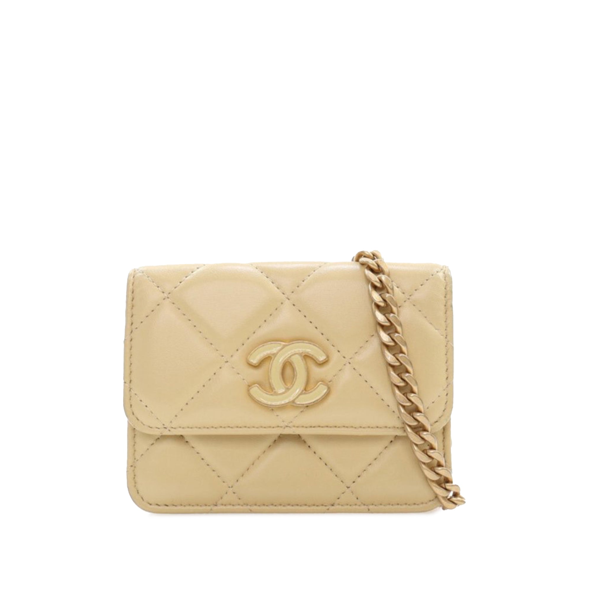 Yellow Chanel Mini Quilted Lambskin Pending Chain Belt Bag