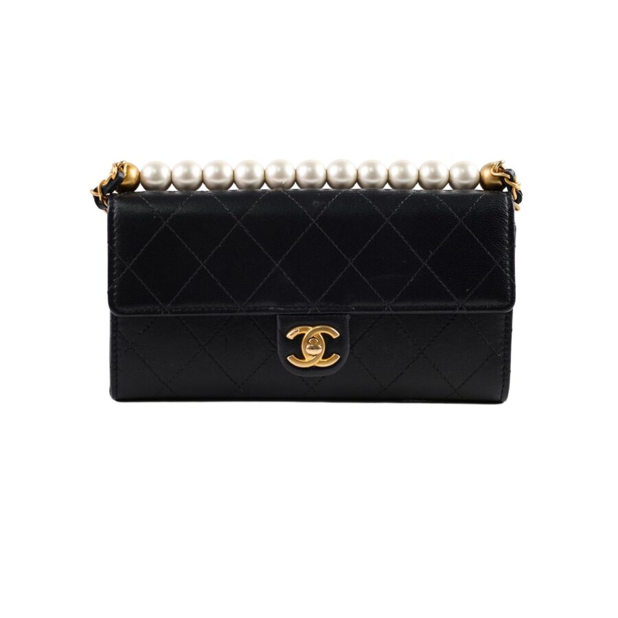 Chanel Pearl Wallet On Chain Black | Studio Nafay
