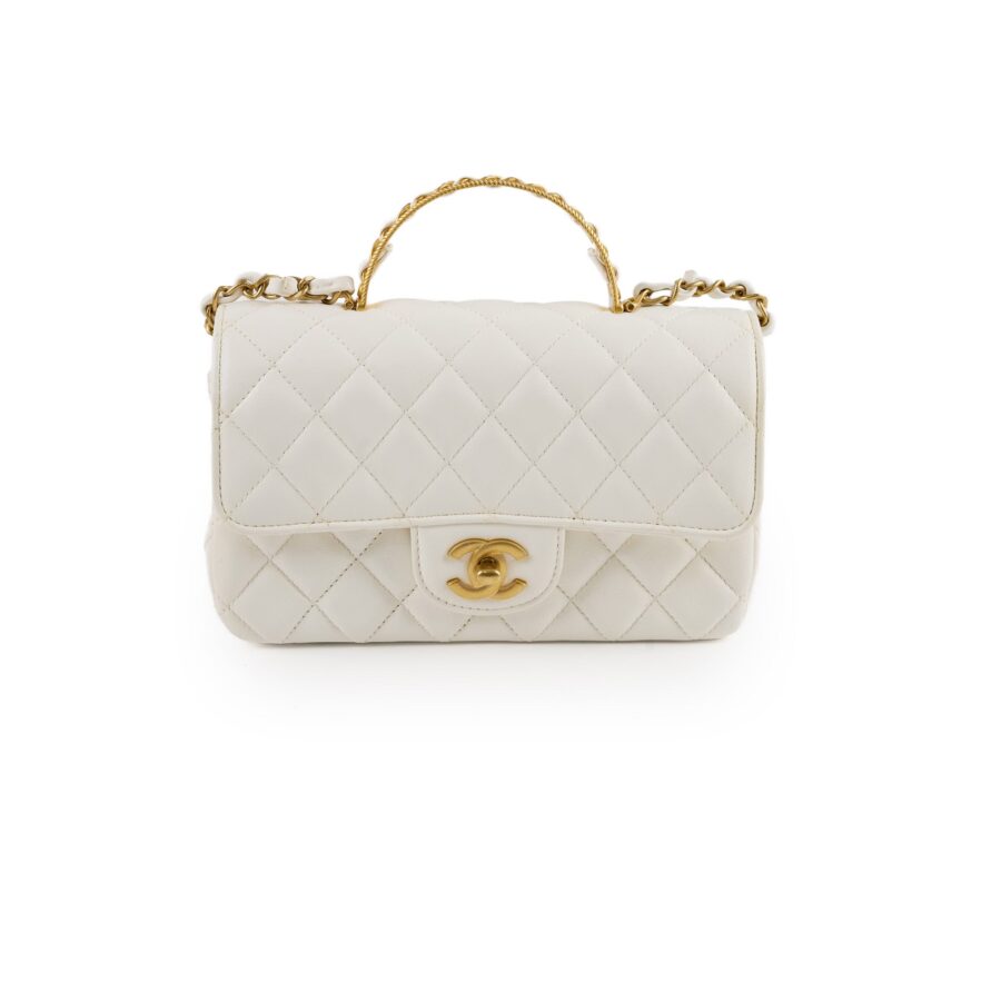 Chanel Mini Rectangle Top Handle Lambskin (microchip) | Studio Nafay