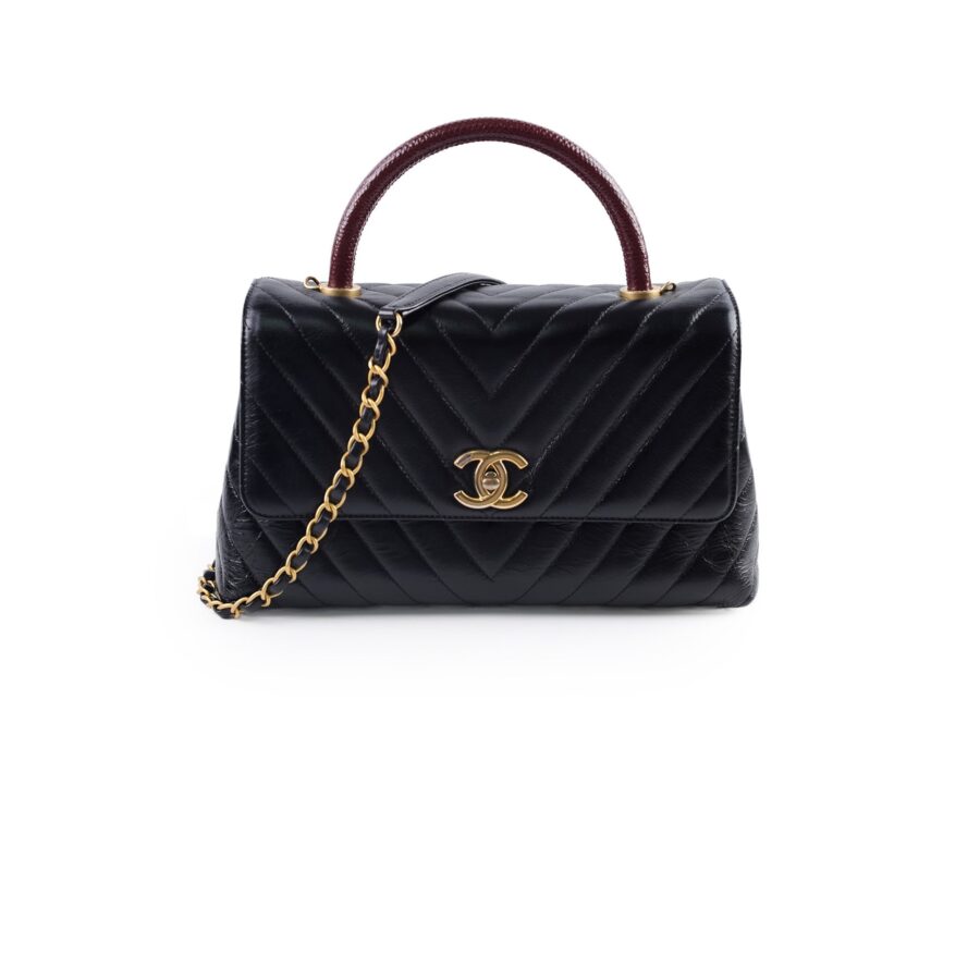 Chanel Medium Chevron Coco Handle Black | Studio Nafay