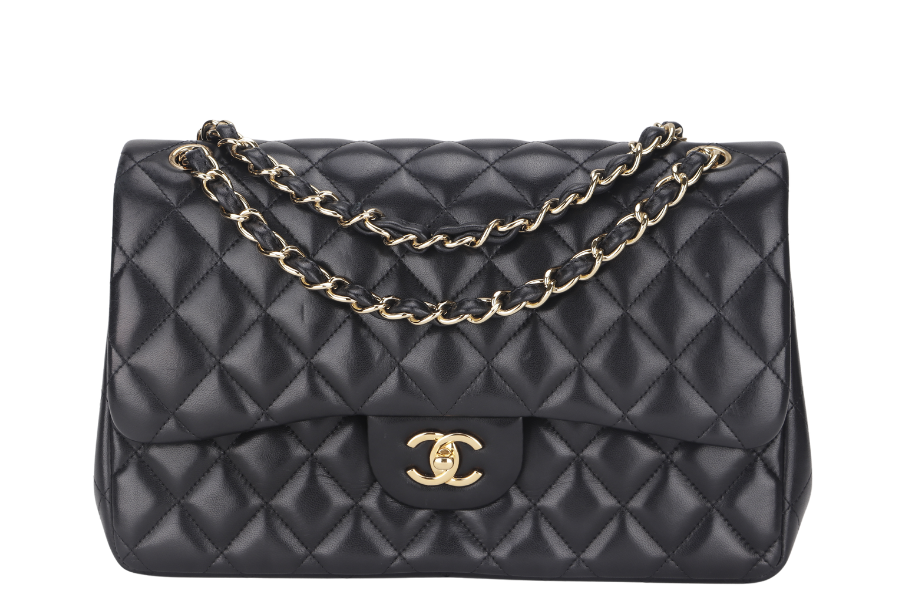 CHANEL CLASSIC DOUBLE FLAP JUMBO BLACK LAMBSKIN LEATHER GHW (1685xxxx) WITH AND DUST COVER | Studio Nafay