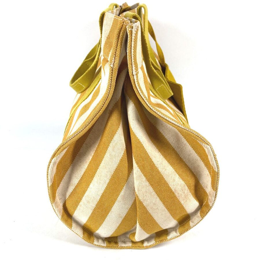 HERMES Tote Bag canvas yellow With porch Cannes MM Stripes Women | Studio Nafay