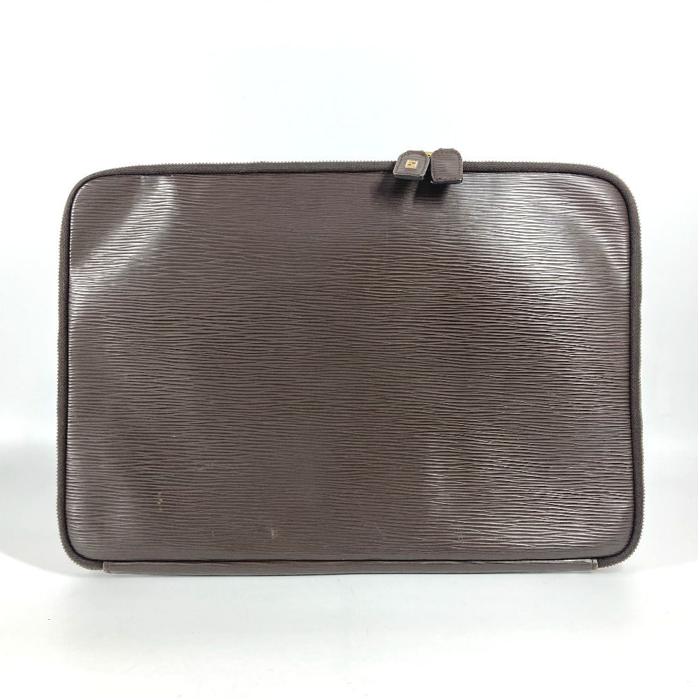 FENDI Clutch bag leather Brown FF logo