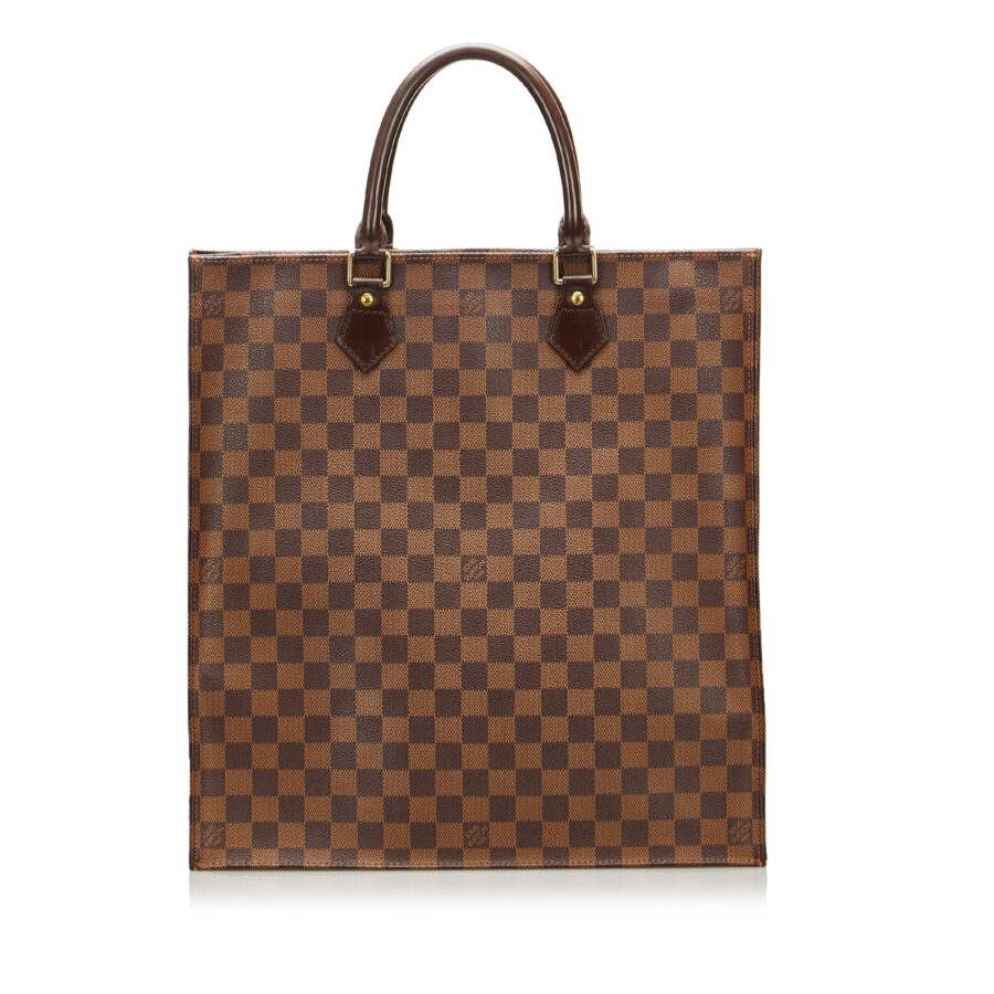 Brown Louis Vuitton Damier Ebene Sac Plat Tote Bag | Studio Nafay