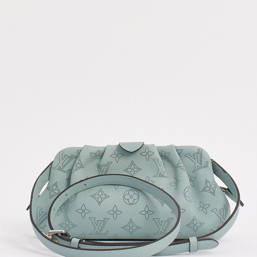 Louis Vuitton Blue Monogram Mahina Leather Scala Mini Pouch with Strap | Studio Nafay