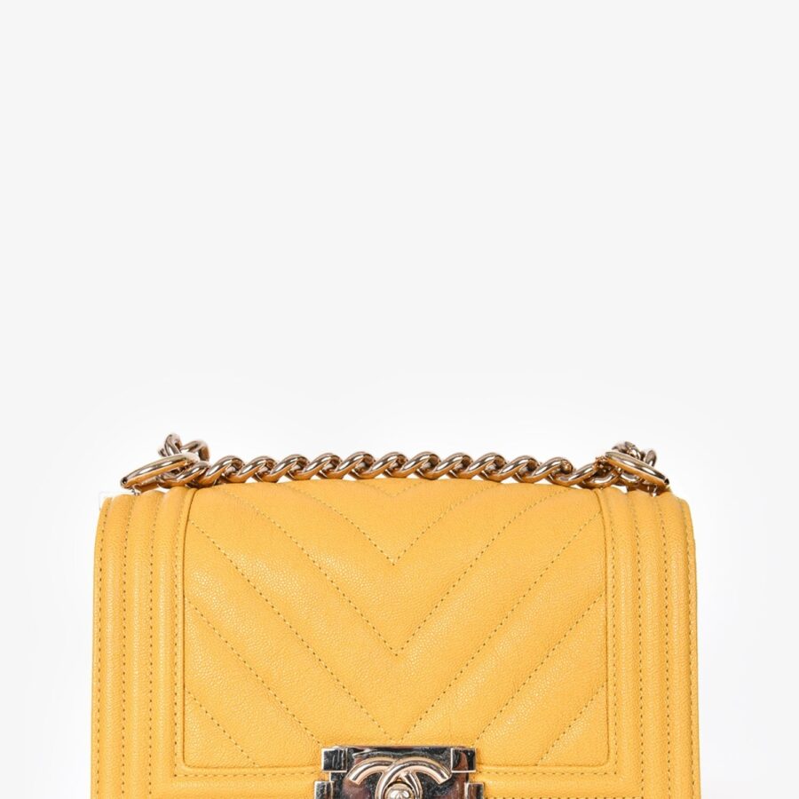 Chanel /20 Yellow Caviar Leather Small Boy Bag | Studio Nafay