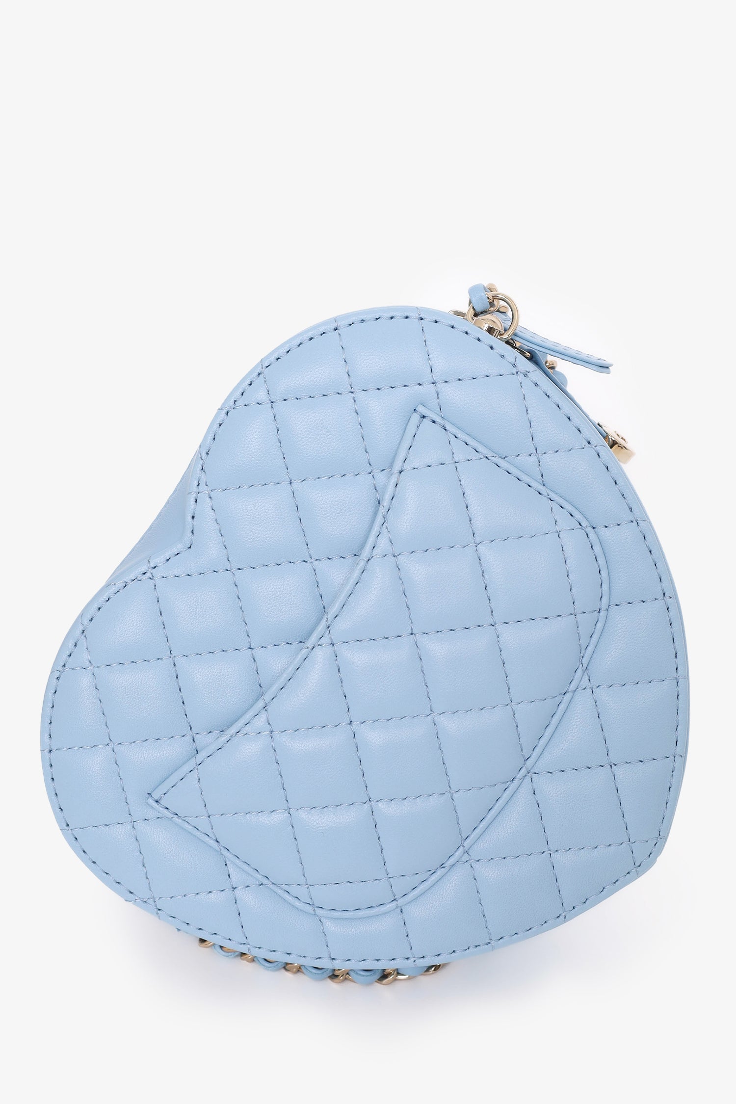 Chanel 22s Baby Blue Quilted Lambskin CC in Love Large Heart Bag