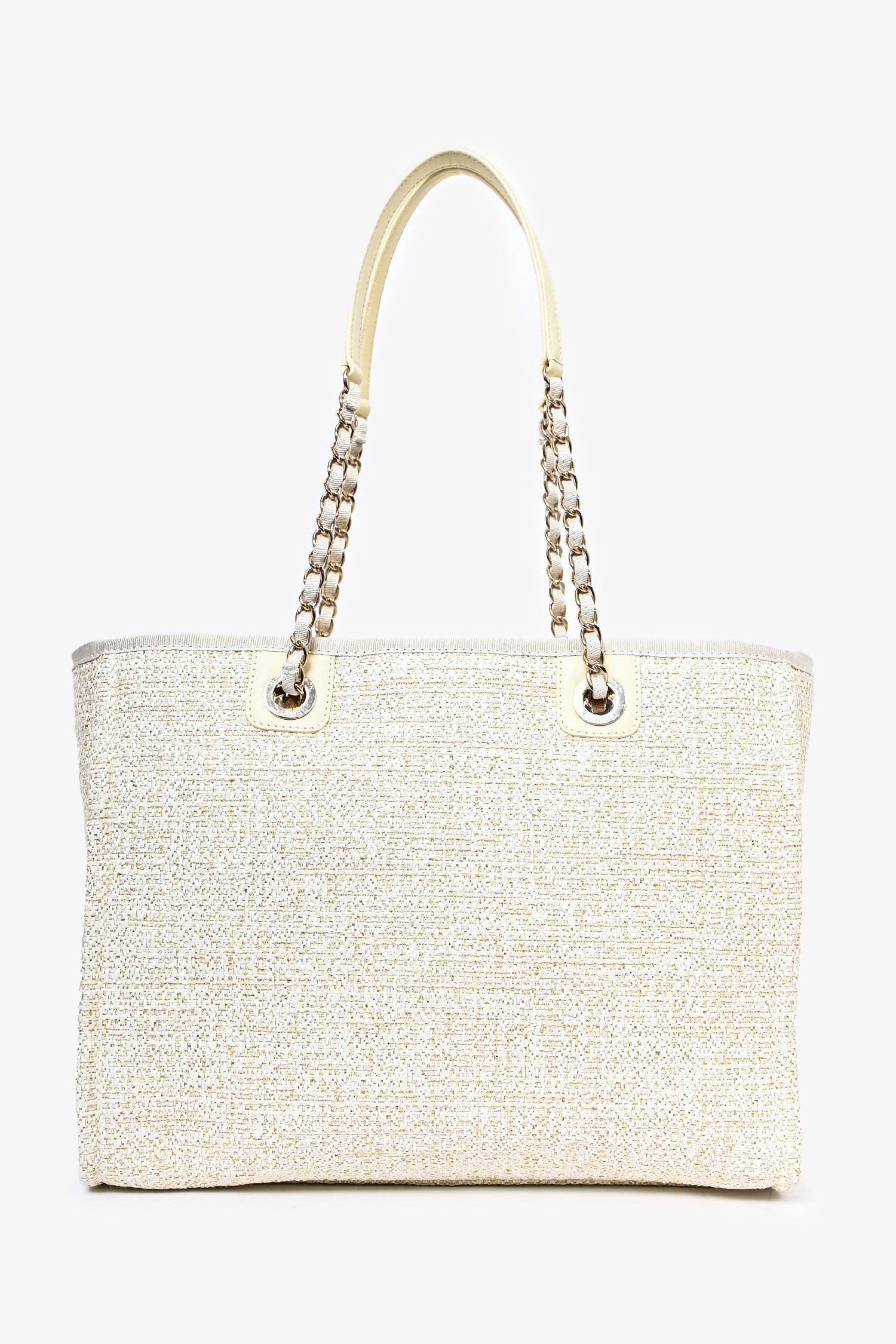 Chanel /22 Beige/Gold Metallic Tweed Small Deauville Shopping Tote