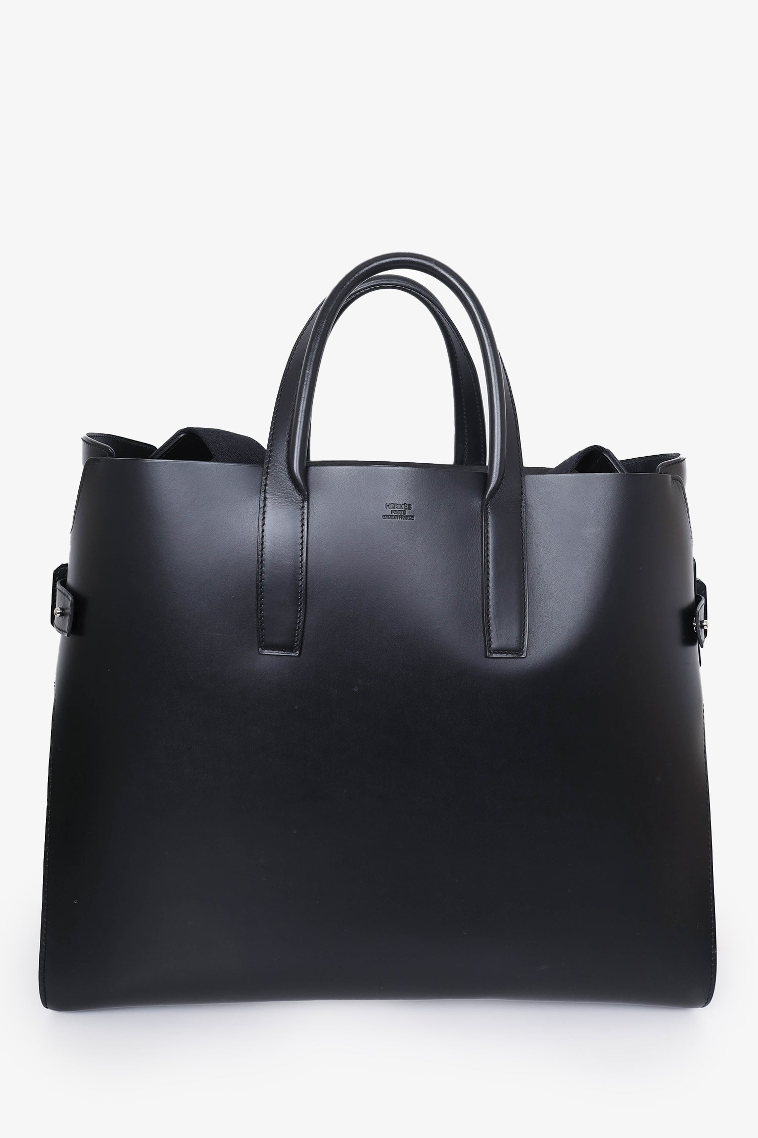 Hermès Black Box Leather Cabacity 45 2in1 Tote Bag