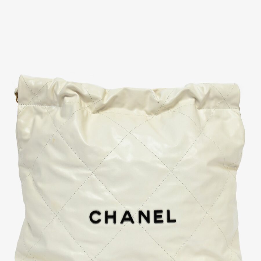 Chanel White Leather Small Chanel 22 Shoulder Bag | Studio Nafay