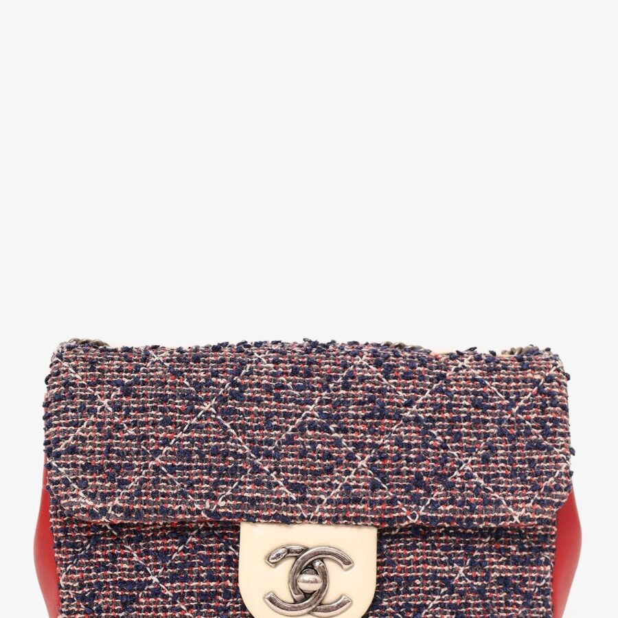 Chanel -17 Navy/Red Tweed Mini Single Flap Bag | Studio Nafay
