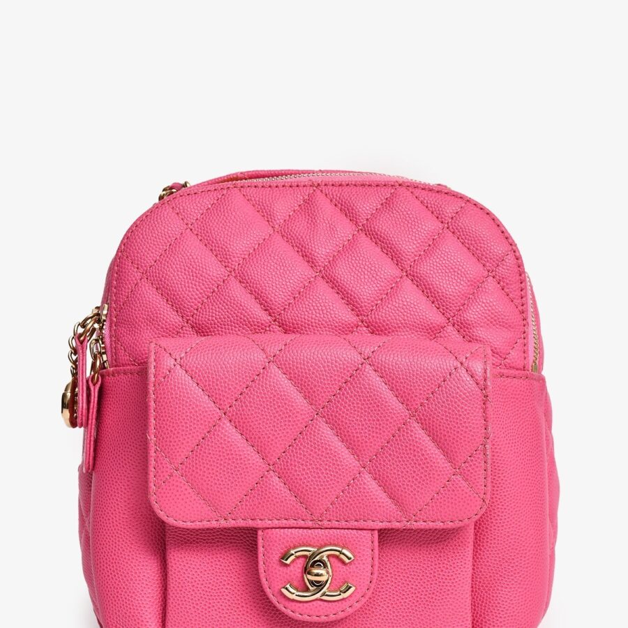 Chanel Hot Pink Caviar Leather Mini Chain Backpack | Studio Nafay