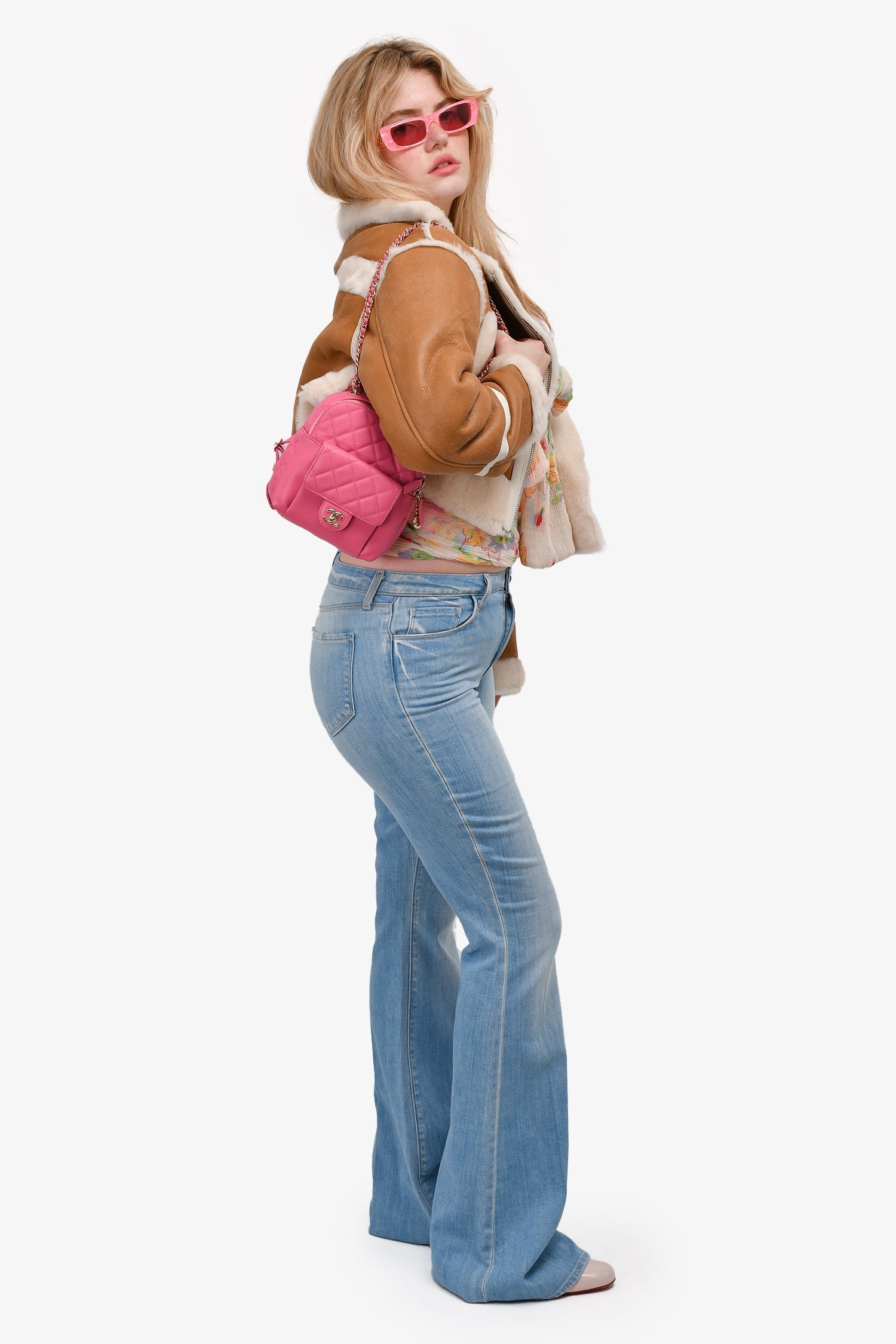 Chanel Hot Pink Caviar Leather Mini Chain Backpack