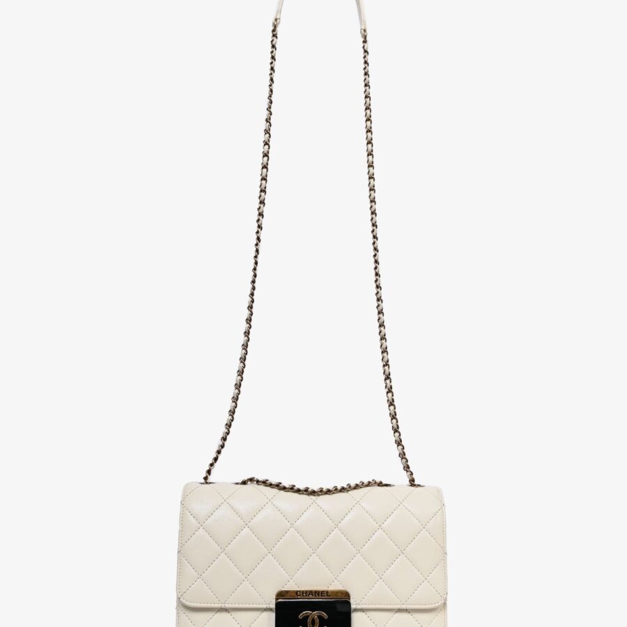Chanel Cream Leather Beauty Lock Flap Shoulder Bag | Studio Nafay