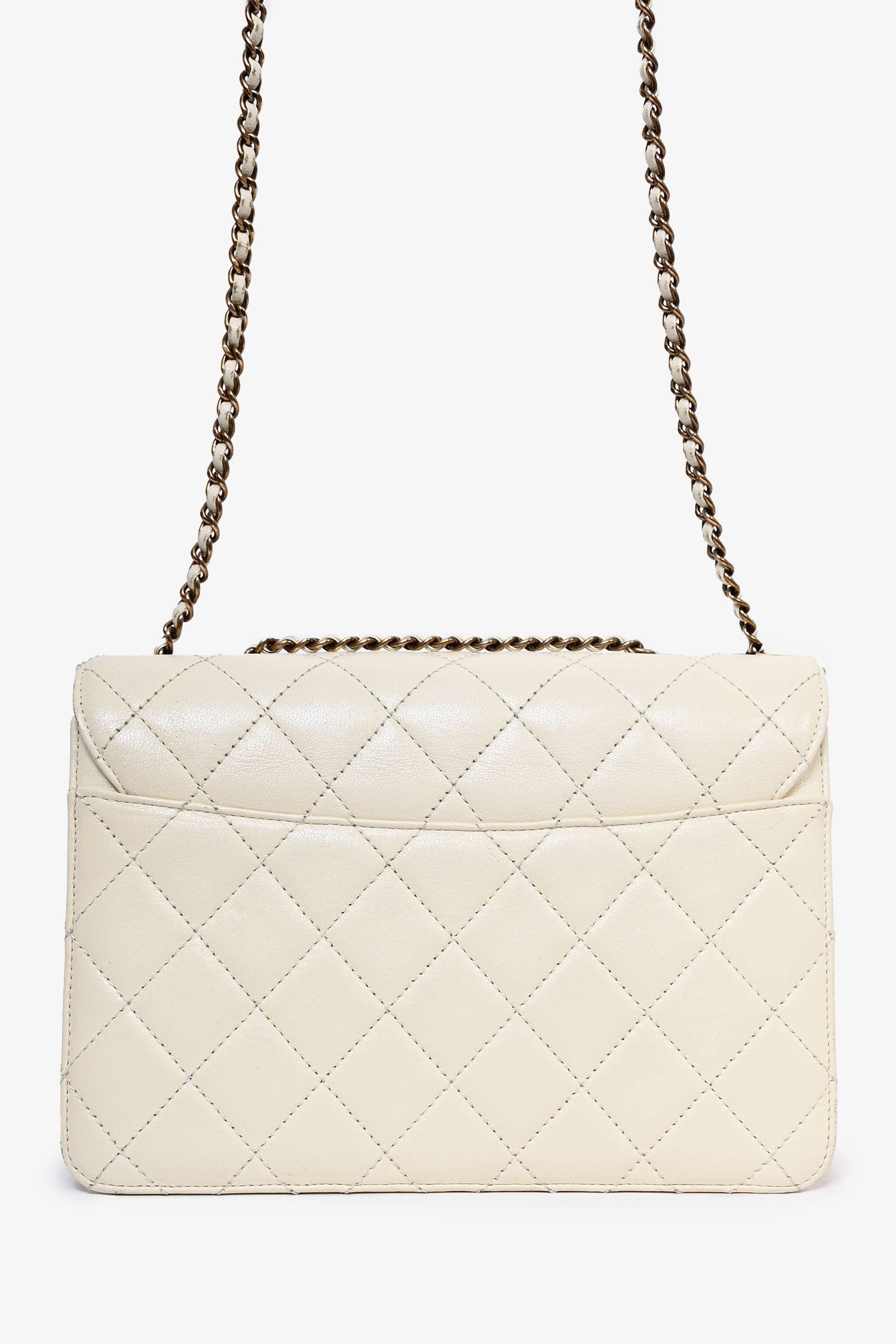 Chanel Cream Leather Beauty Lock Flap Shoulder Bag