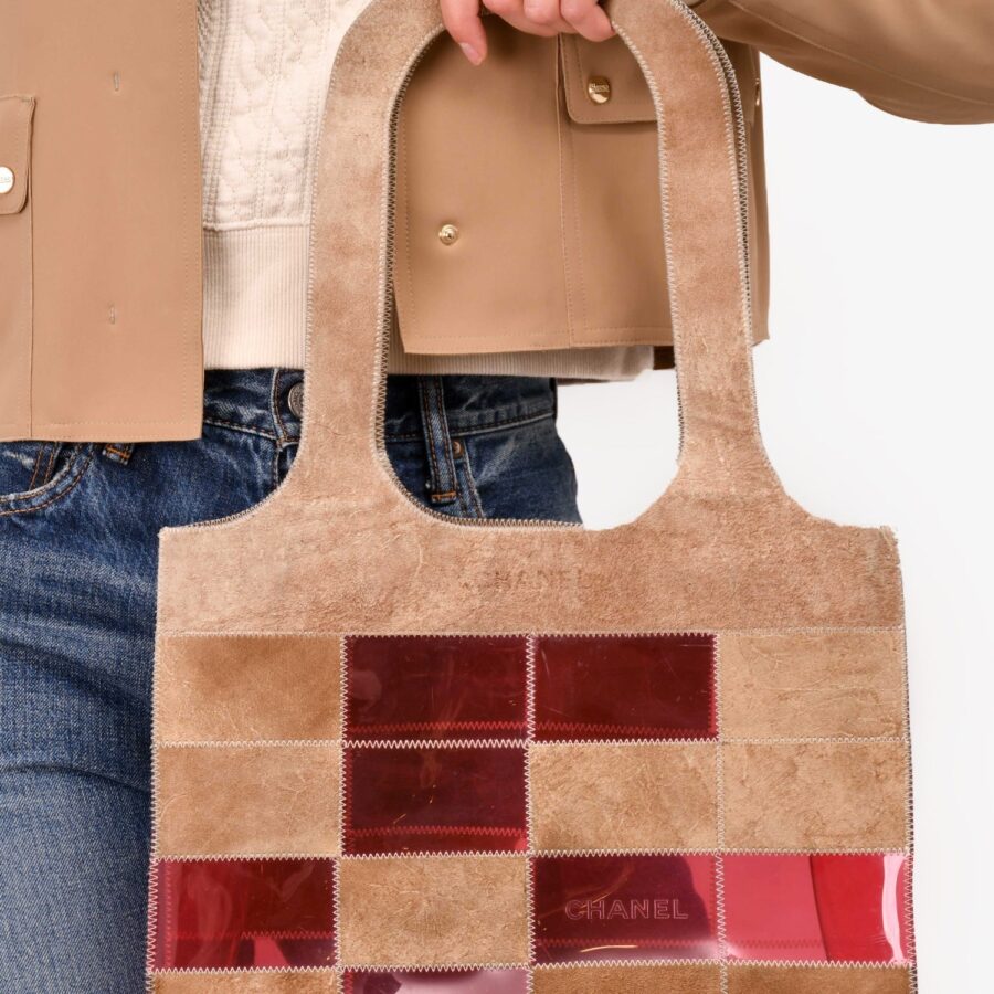 Chanel /99 Pink/Beige Suede Translucent Patchwork Tote (As Is) | Studio Nafay