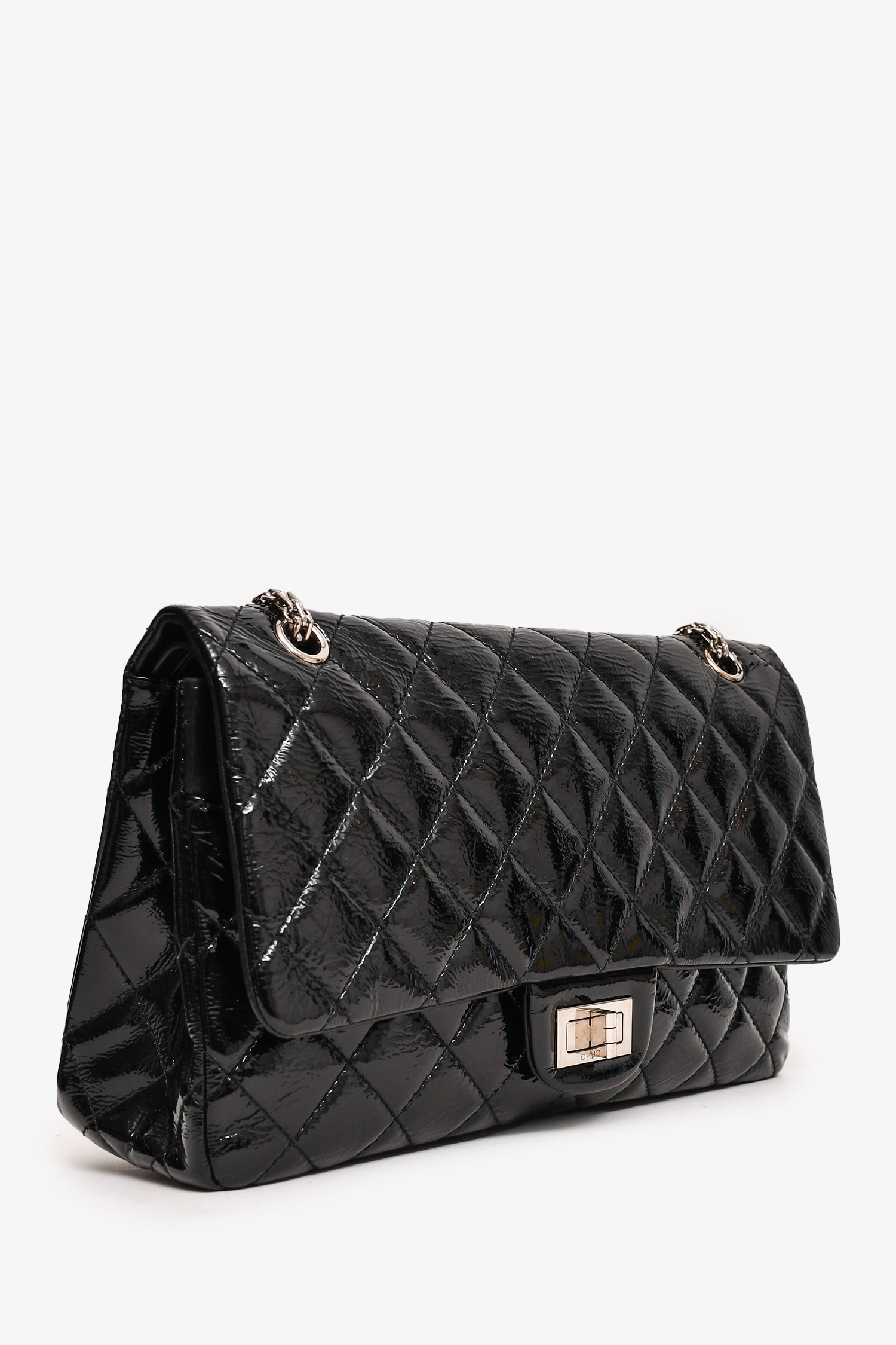 Chanel -11 Black Patent Leather 2.55 Large 227 Flap Bag SHW