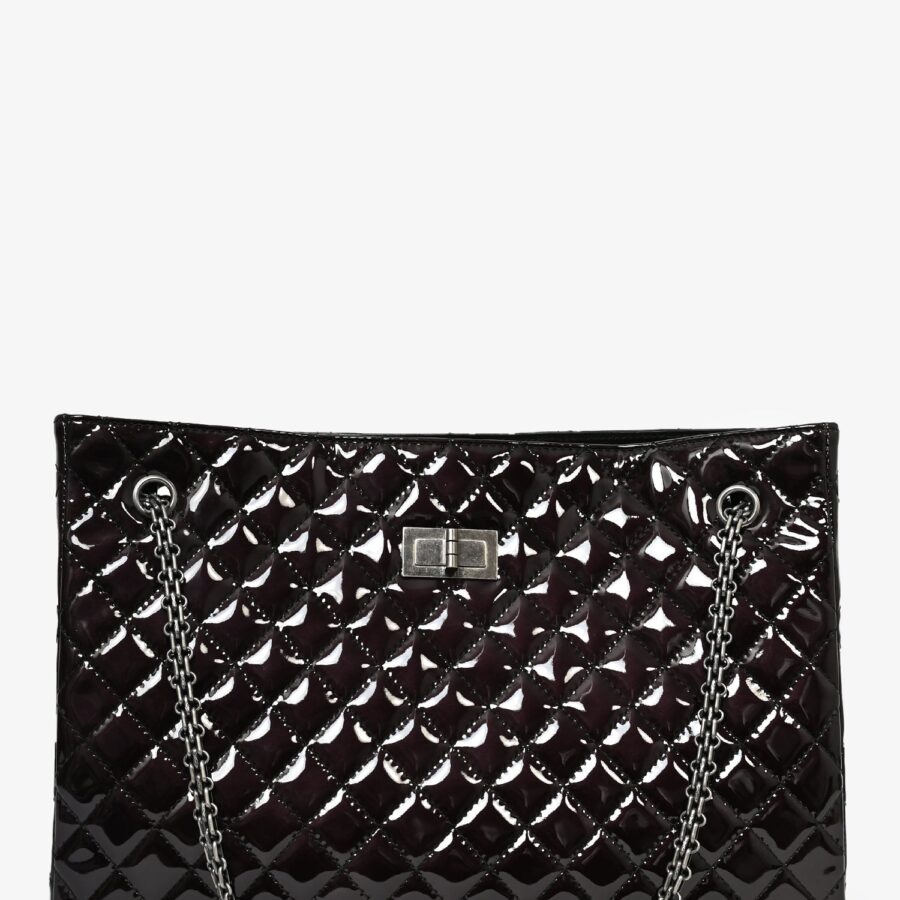 Chanel /12 Dark Purple Patent Quilted Leather 2.55 Reissue Tote Bag | Studio Nafay