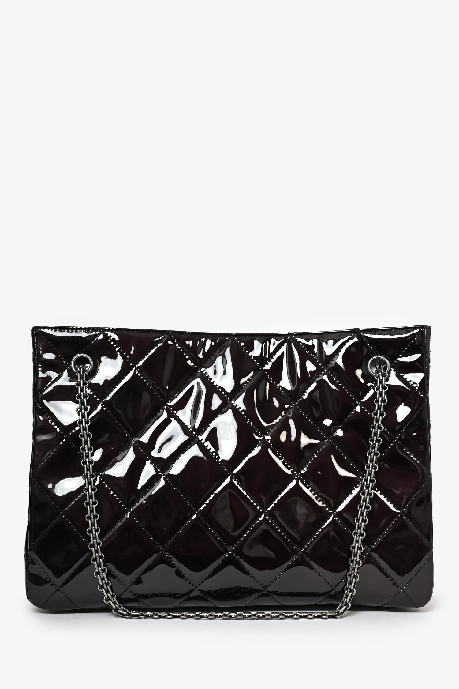 Chanel /12 Dark Purple Patent Quilted Leather 2.55 Reissue Tote Bag