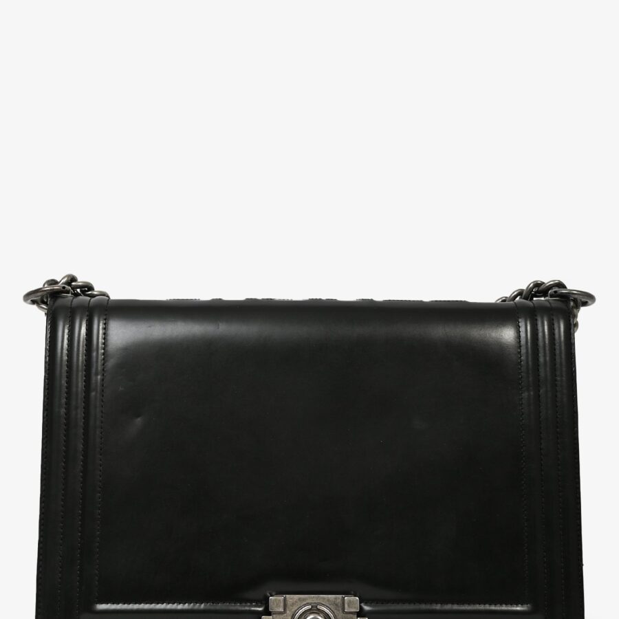 Chanel Black Calfskin Leather Large Boy Bag | Studio Nafay