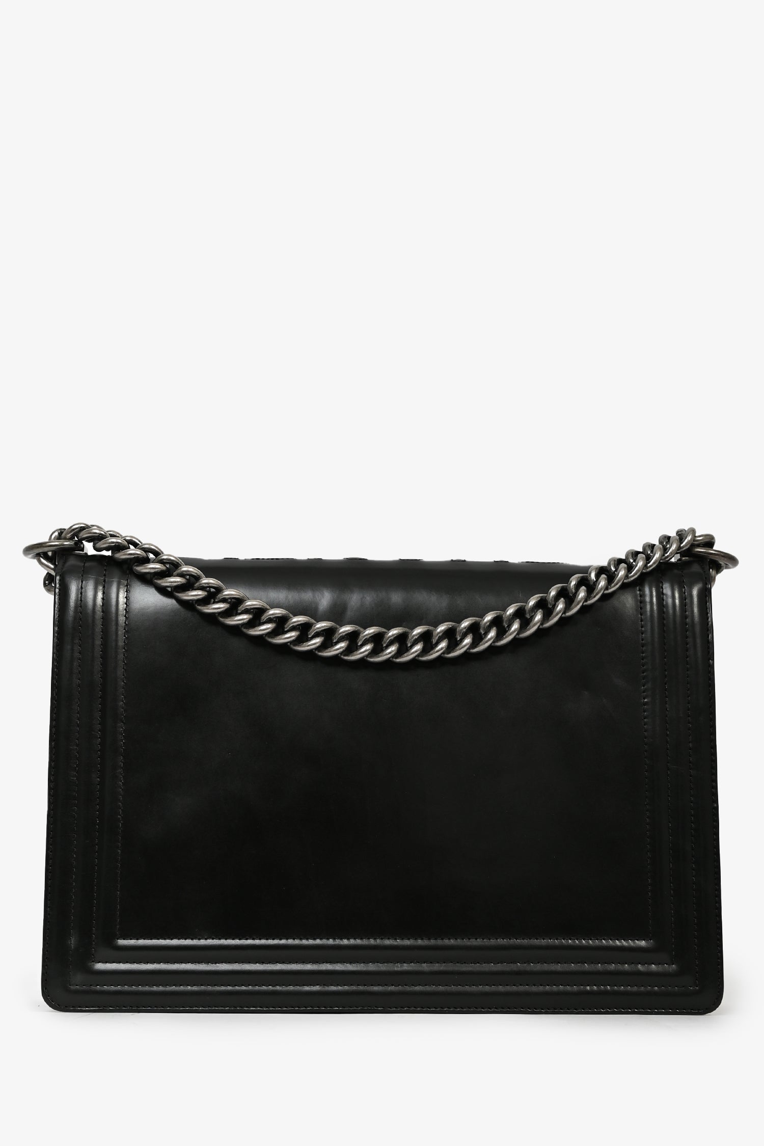 Chanel Black Calfskin Leather Large Boy Bag